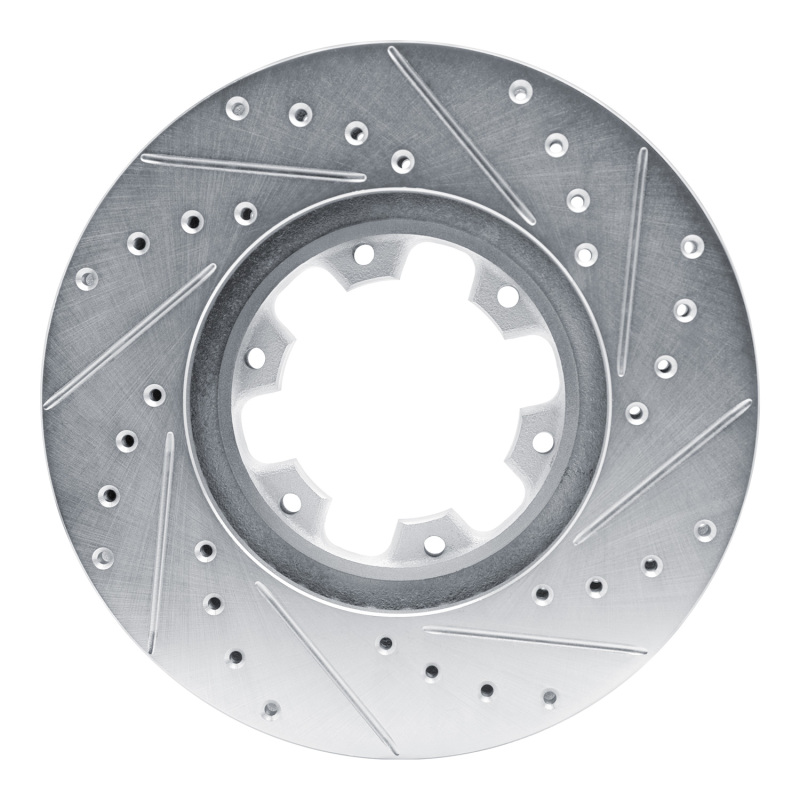Infiniti QX4 Brake Rotor (1) - Front Left - R1 Concepts - Drilled & Slotted - Silver - `96-`04